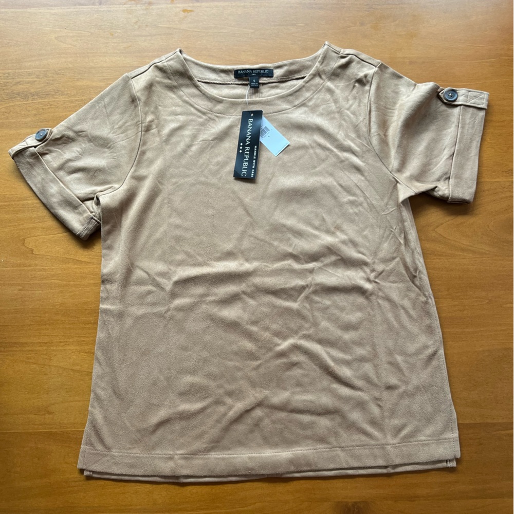 NWT Banana Republic Factory Tan Vegan Suede Shirt